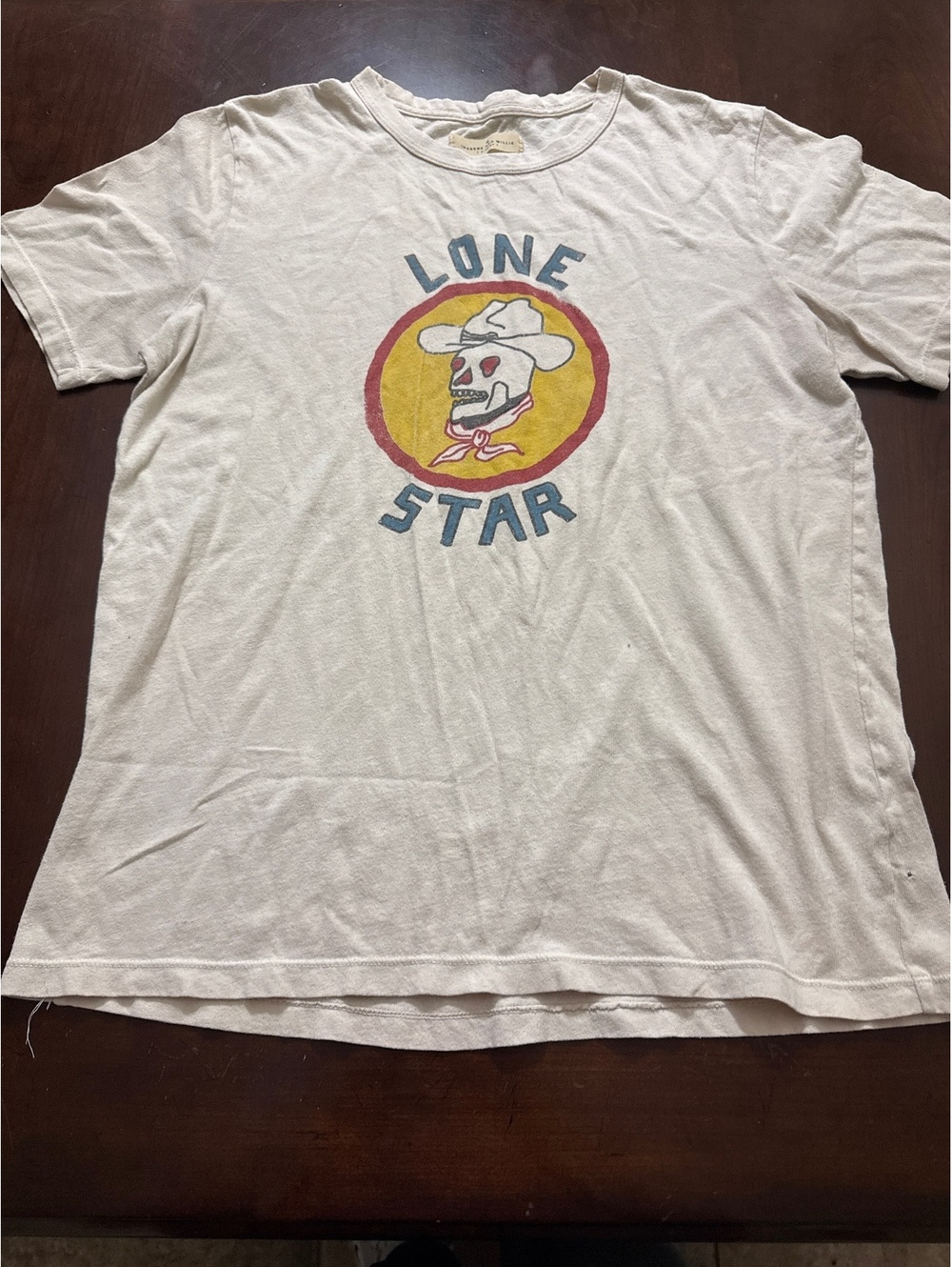 Imogene + Willie Lone Star Cowboy Graphic Tee Vintage White Small Fair Condition